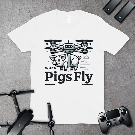 When Pigs Fly Drone Graphic T-Shirt