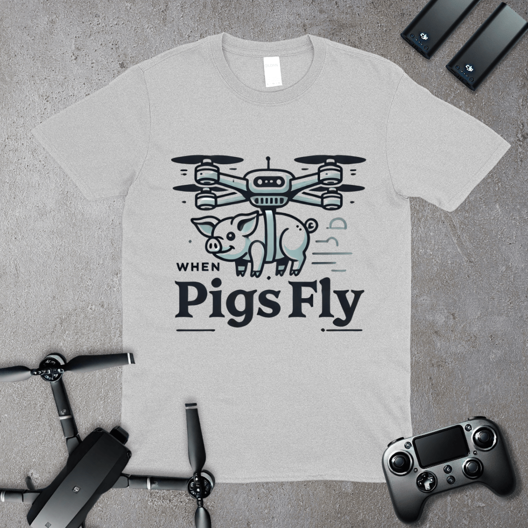 When Pigs Fly Drone Graphic T-Shirt
