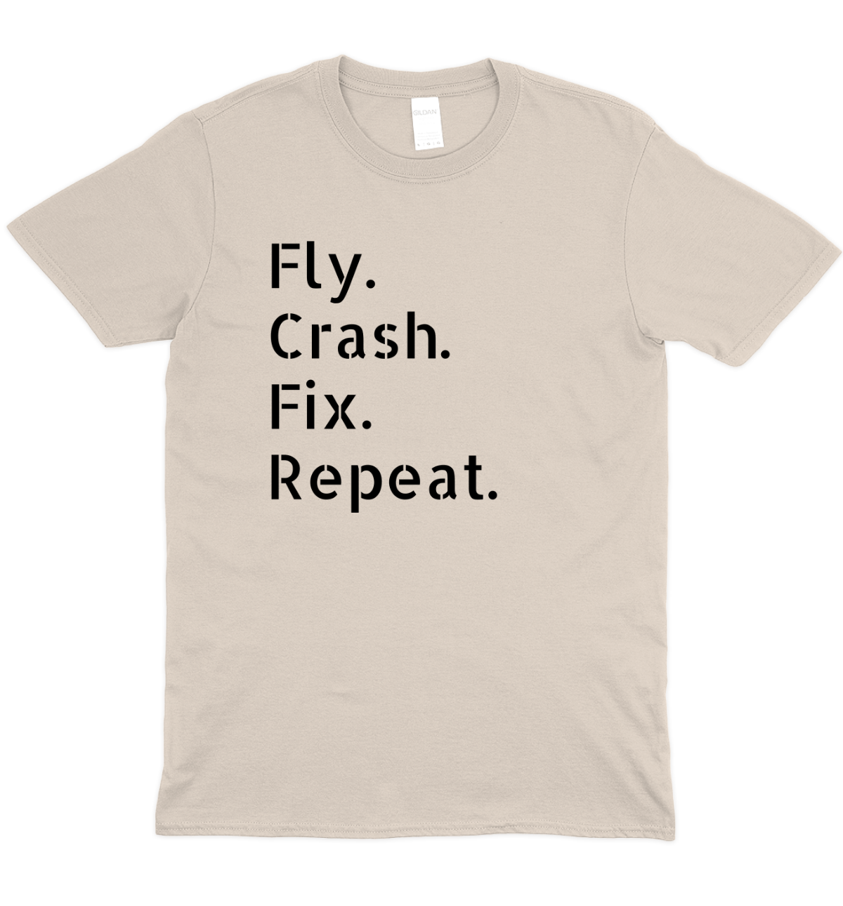 Fly Crash Fix Repeat Drone Graphic T-Shirt