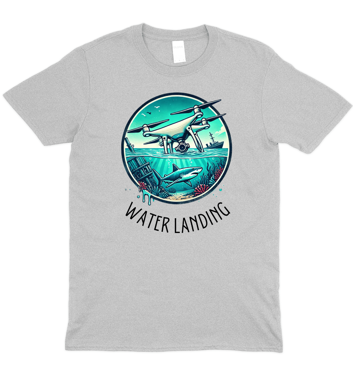 Water Landing Drone Graphic T-Shirt