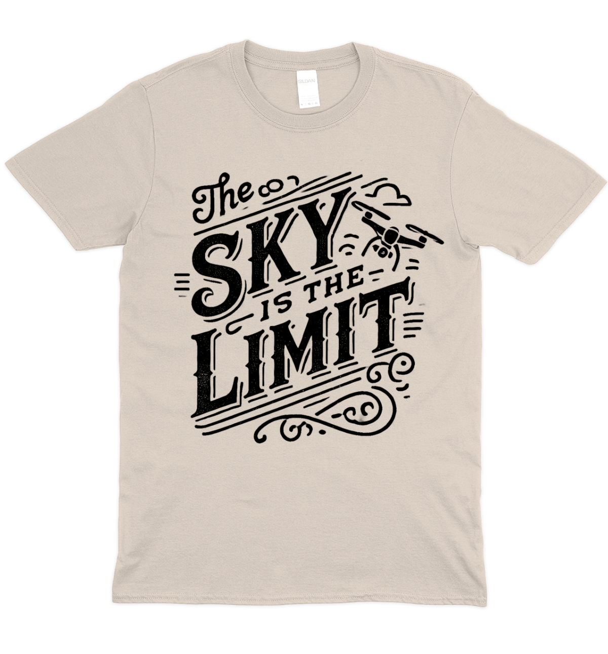 The Sky Is The Limit Typography Drone Graphic T-Shirt