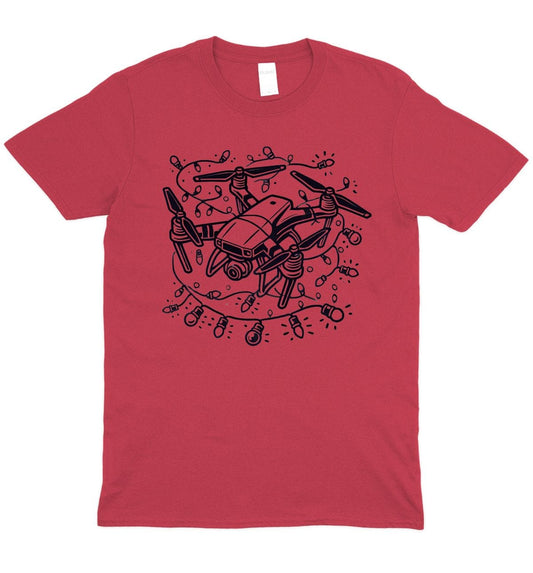 Christmas Light Drone Graphic T-Shirt