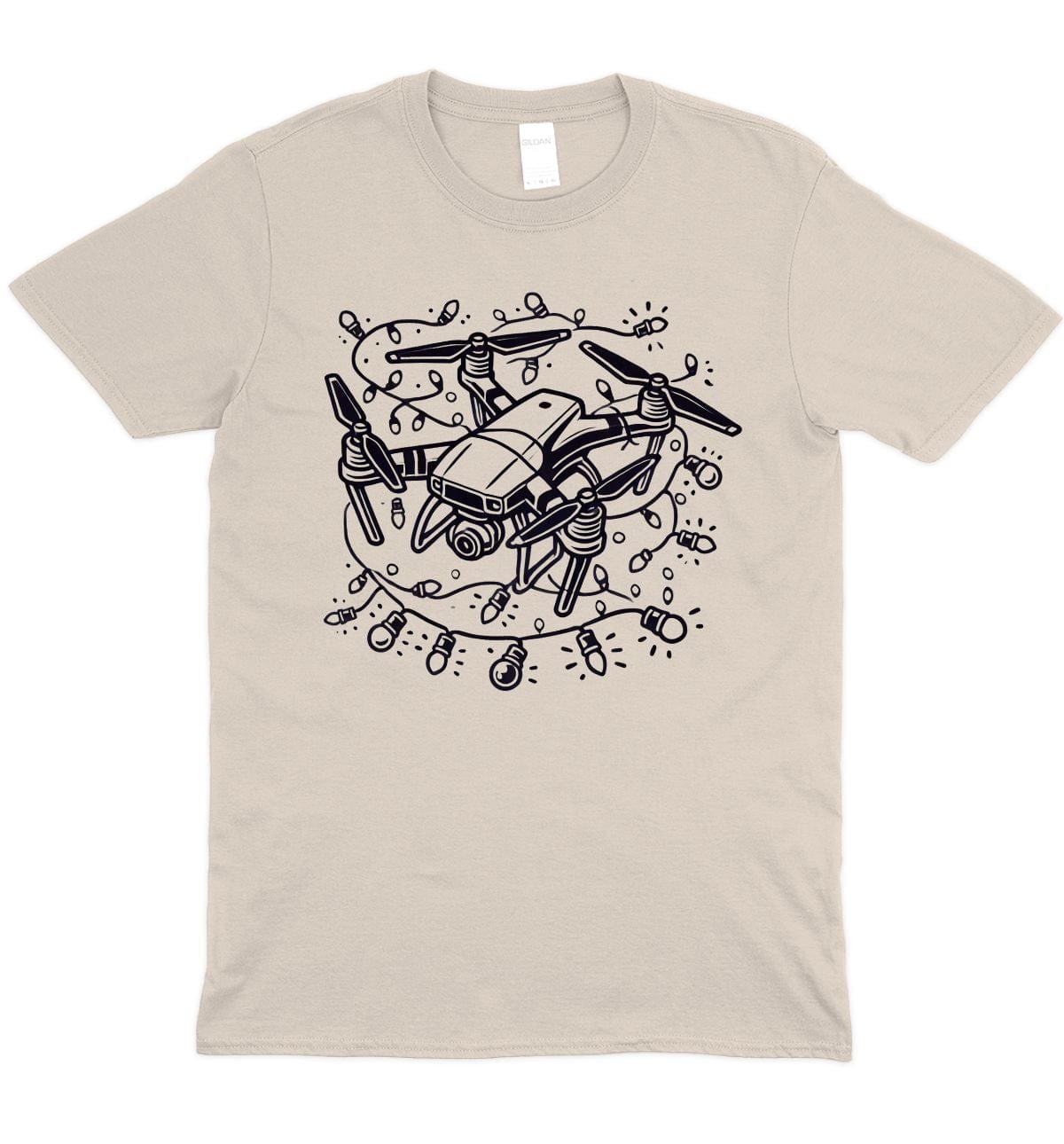 Christmas Light Drone Graphic T-Shirt