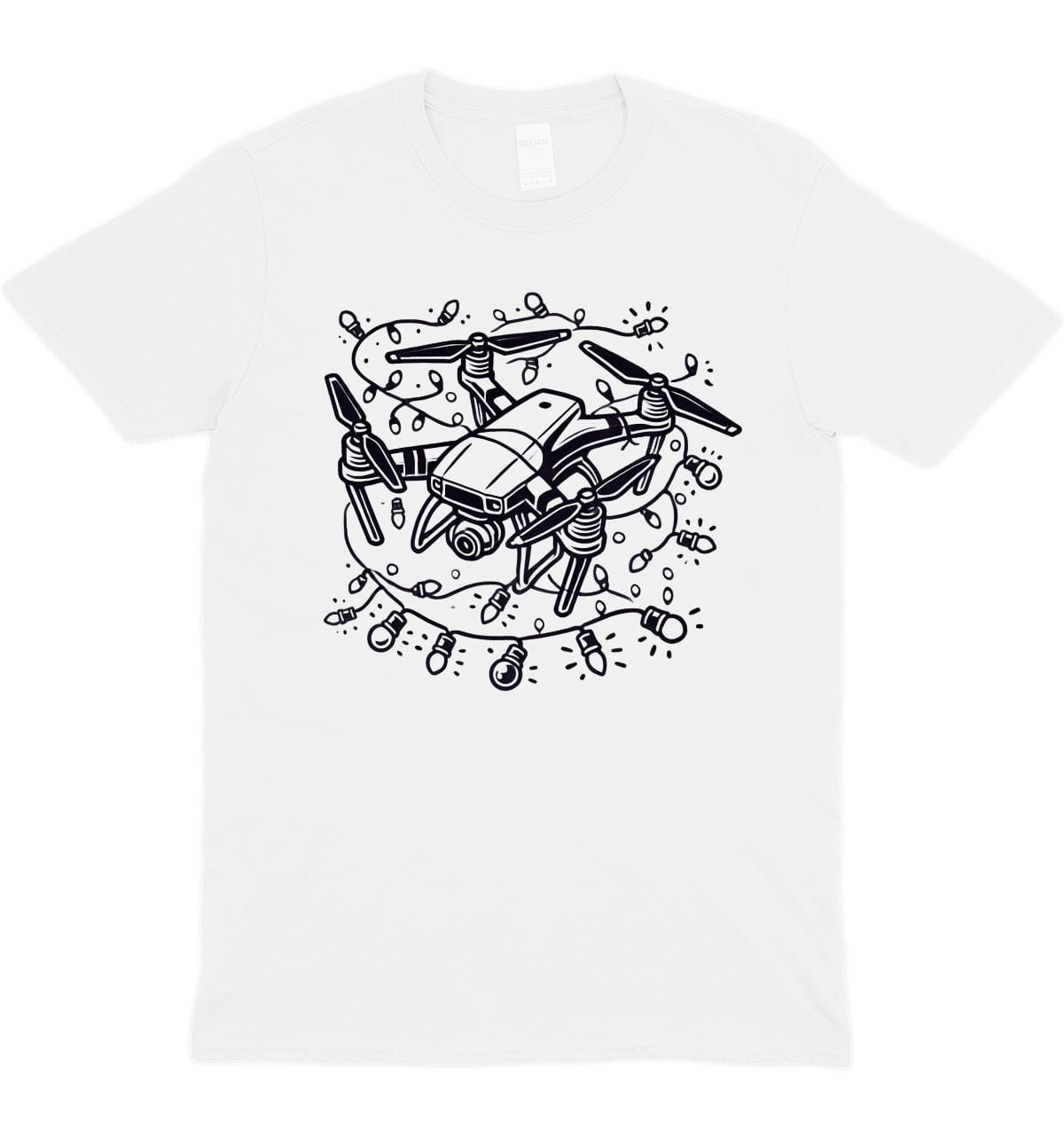 Christmas Light Drone Graphic T-Shirt